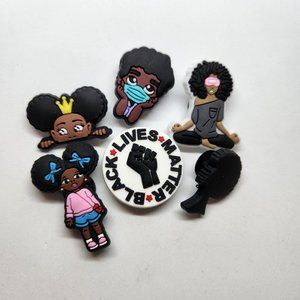 Shoe Charms BLM Black Lady Kids 6 piece set #1